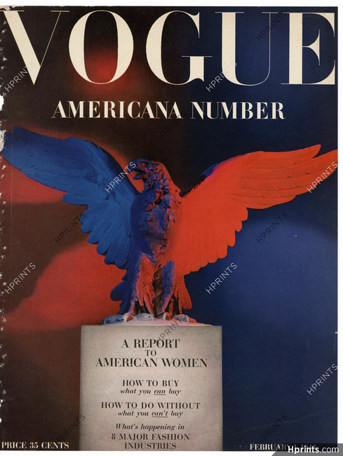 Vogue Cover February 1, 1943 Americana Number, Colour photograph by Liberman
