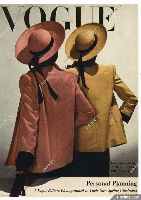 American Vogue Cover April 15, 1944 Traina Norell, Photo John Rawlings