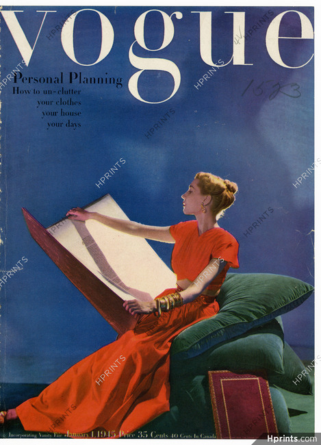 American Vogue Cover January 1, 1945 Adele Simpson, Photo Cecil Beaton
