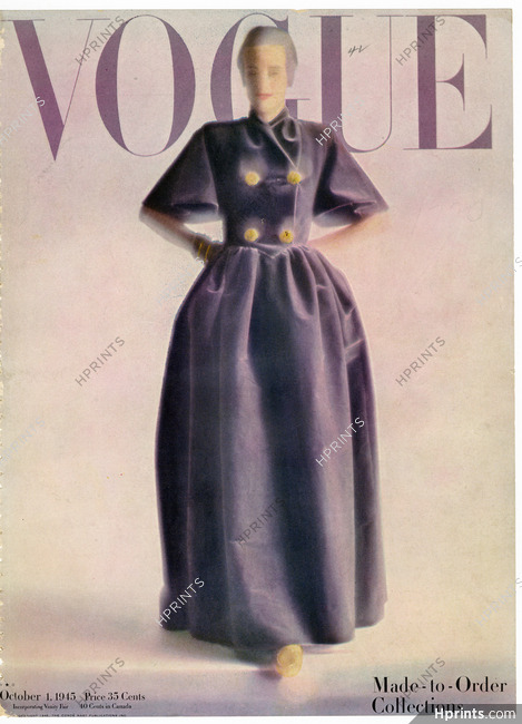 American Vogue Cover October 1, 1945 Photo Rawlings