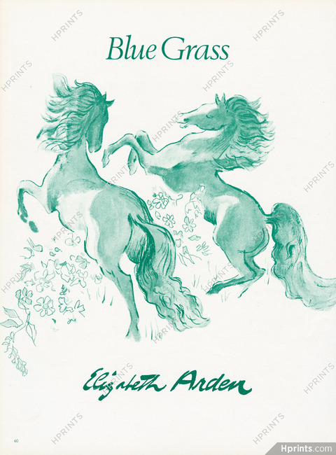Elizabeth Arden (Perfumes) 1966 Blue Grass, Horses