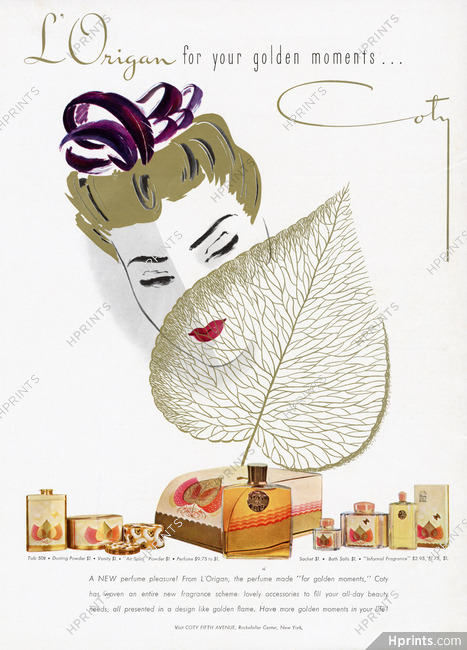 Coty (Perfumes) 1941 L'Origan, Gold Ink