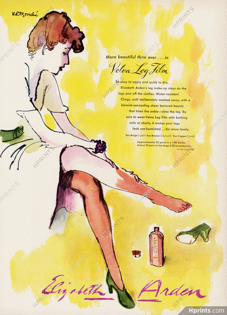 Elizabeth Arden 1943 Velva Leg Film, Leg Make-up, René Bouché