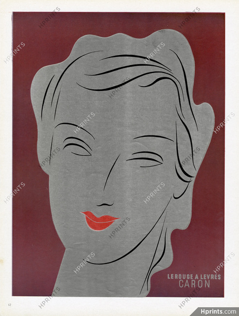 Caron (Cosmetics) 1948 Lipstick, Silver ink