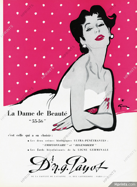 Payot, Dr N.G. 1955 René Gruau, La Dame de Beauté 55-56, Lipstick, Nail Enamel