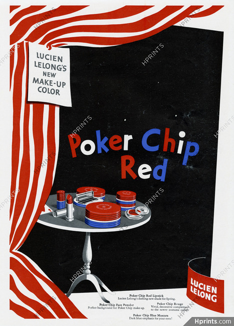 Lucien Lelong (Cosmetics) 1940 Poker Chip Red