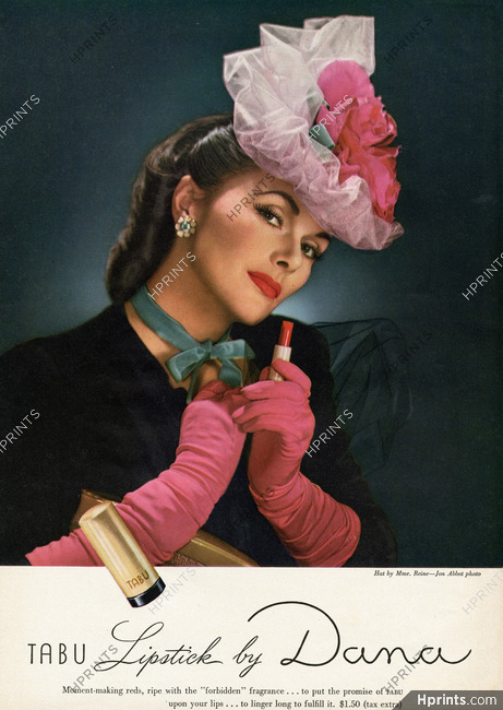 Dana (Cosmetics) 1945 Photo Jon Abbot, Tabu Lipstick