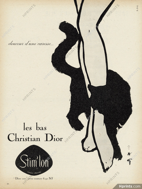 Christian Dior (Lingerie, Stockings) 1959 René Gruau, Black Cat