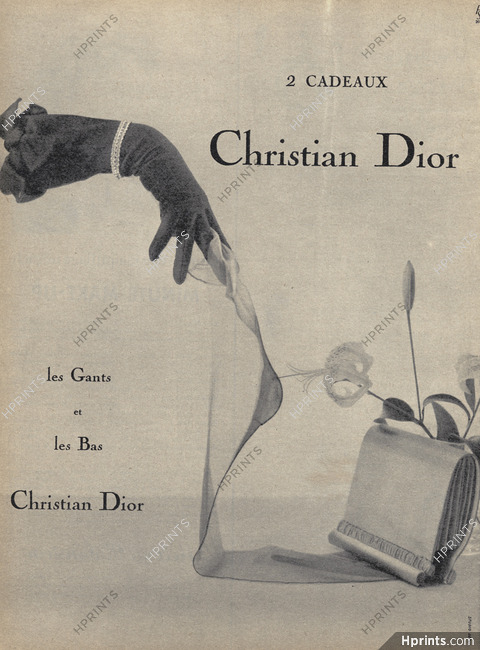 Christian Dior (Lingerie) 1954 Stockings Hosiery, Gloves, Handbag