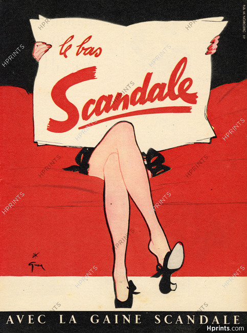 Scandale (Hosiery, Stockings) 1952 René Gruau