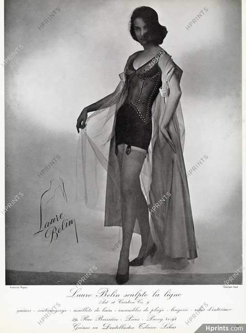 Laure Belin (Lingerie) 1958 Corselette, Garters, Photo Georges Saad