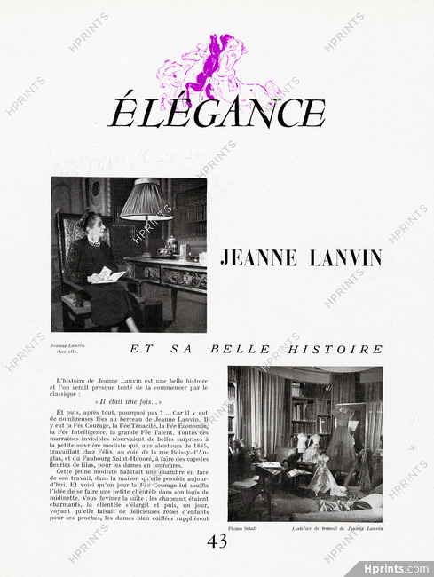 Mme Jeanne Lanvin 1946 Photos Schall, Sa Belle Histoire (page 1)