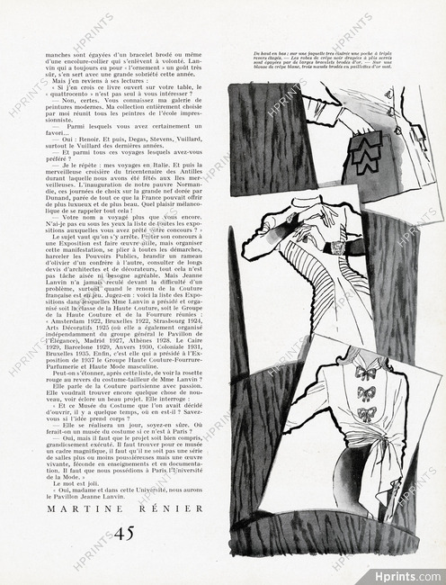 Jeanne Lanvin 1946 René Gruau, Jaquette, Bracelets, Blouse, Sa Belle Histoire (page 3)