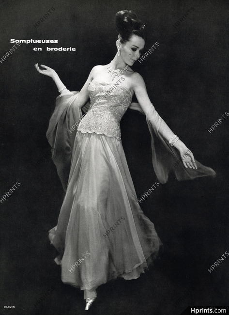 Carven 1961 Embroidery, Evening Dress, Harry Winston, Photo Pottier