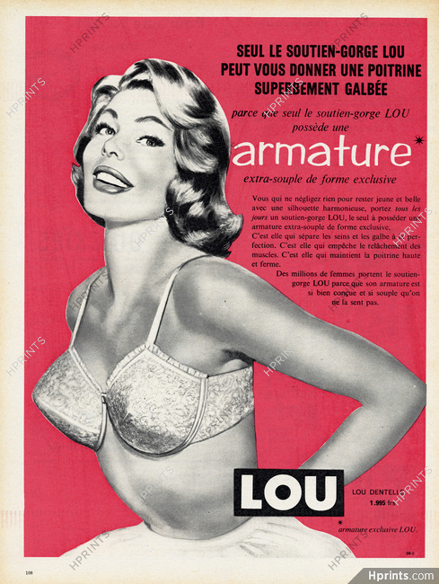 Black and white advert for U bra by Silhouette in fashion magazine circa  1959 Stock Photo - Alamy