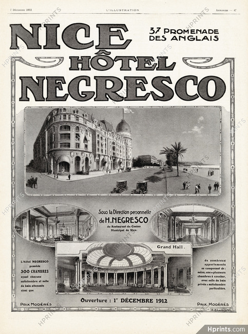 Hôtel Negresco 1912 Nice, Ehrmann