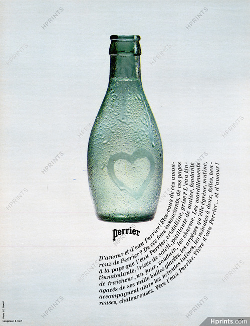 Perrier 1970 D'amour et d'eau... Heart Bottle, Photo J.C Dewolf