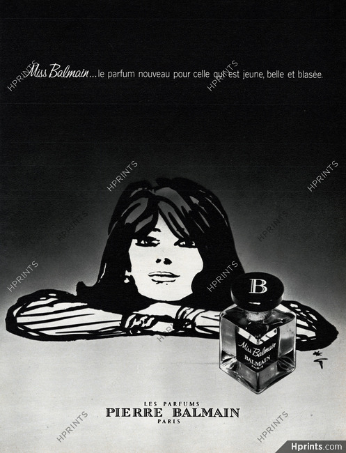Pierre Balmain (Perfumes) 1970 Miss Balmain, René Gruau (L)