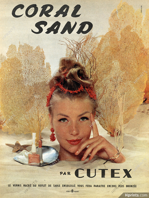 Cutex (Cosmetics) 1960 Coral Sand, Lipstick, Nail Polish (L)