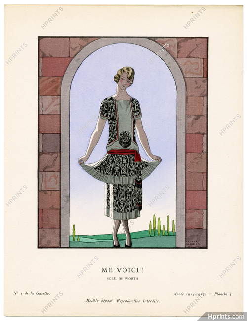 Me Voici !, 1924 - George Barbier, Robe, de Worth. La Gazette du Bon Ton, 1924-1925 n°1 — Planche 3
