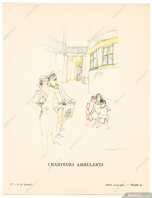 Chanteurs Ambulants, 1924 - Lado Goudiachvili. La Gazette du Bon Ton, 1924-1925 n°5 — Planche 41