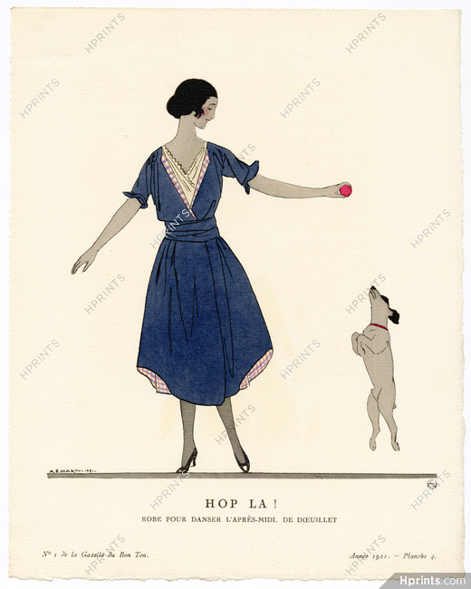 Hop la !, 1921 - André Marty. Robe pour danser l'après-midi, de Dœuillet. La Gazette du Bon Ton, n°1 — Planche 4