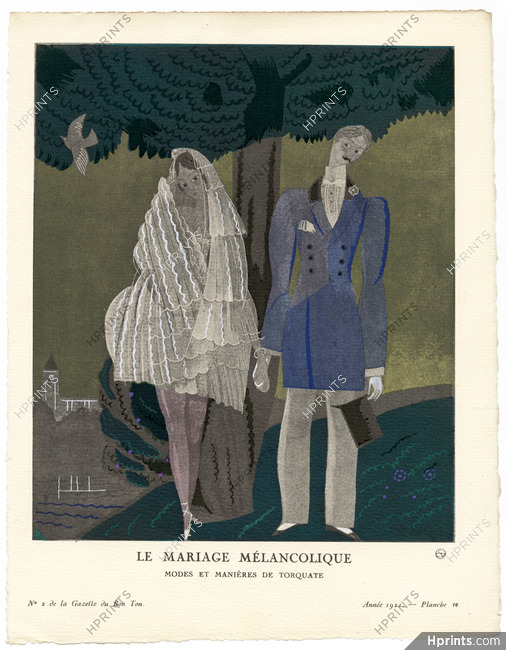 Le Mariage Mélancolique, 1921 - Charles Martin. Modes et manières de Torquate. La Gazette du Bon Ton, n°2 — Planche 10
