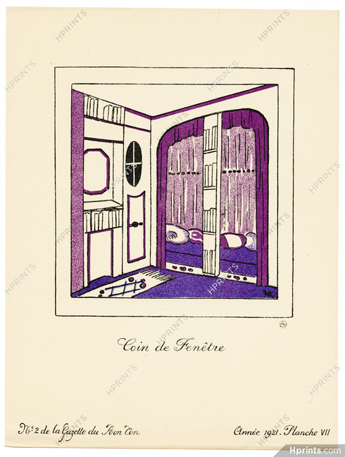 Coin de Fenêtre, 1921 - Installation Moderne d'un Jeune Ménage, par Lucie Renaudot. Exécution de P.A. Dumas. La Gazette du Bon Ton, n°2 — Planche VII