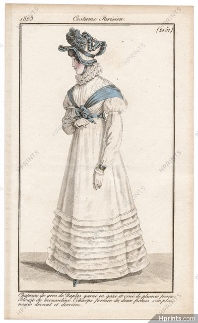 Le Journal des Dames et des Modes 1823 Costume Parisien N°2151
