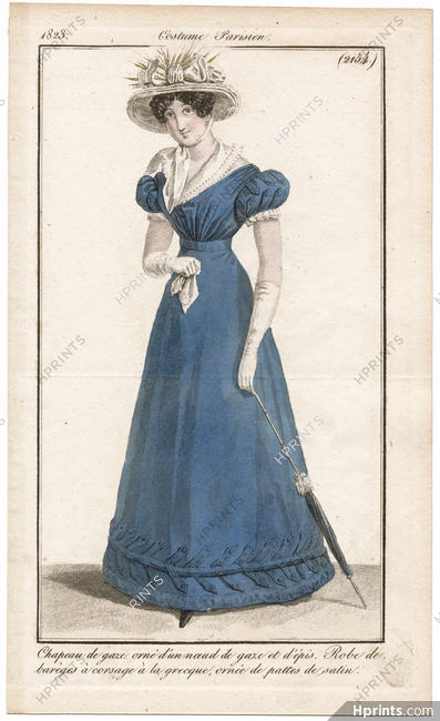 Le Journal des Dames et des Modes 1823 Costume Parisien N°2154