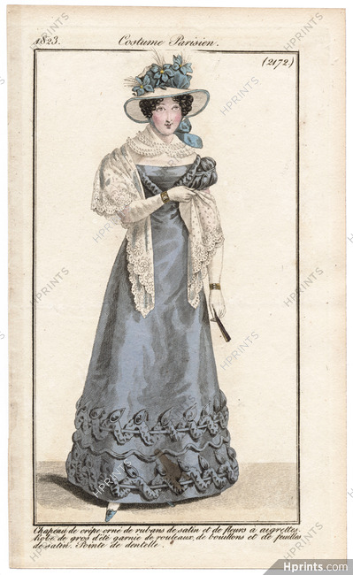 Le Journal des Dames et des Modes 1823 Costume Parisien N°2172