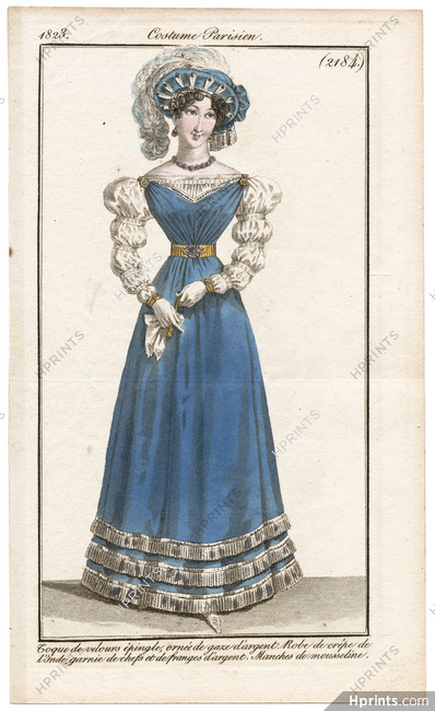 Le Journal des Dames et des Modes 1823 Costume Parisien N°2184