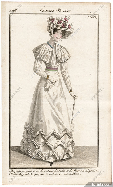 Le Journal des Dames et des Modes 1823 Costume Parisien N°2186