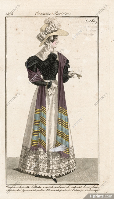Le Journal des Dames et des Modes 1823 Costume Parisien N°2189