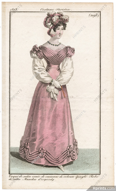 Le Journal des Dames et des Modes 1823 Costume Parisien N°2193