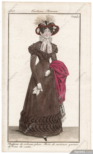 Le Journal des Dames et des Modes 1823 Costume Parisien N°2194