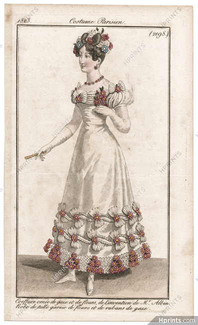 Le Journal des Dames et des Modes 1823 Costume Parisien N°2198 Mr Albin