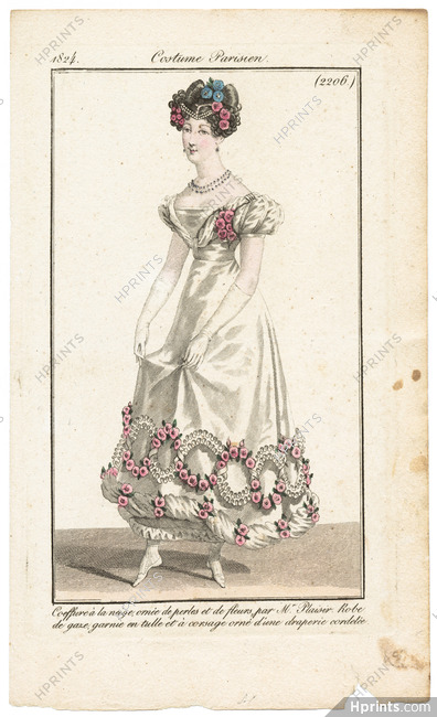 Le Journal des Dames et des Modes 1824 Costume Parisien N°2206