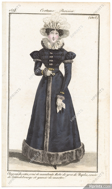 Le Journal des Dames et des Modes 1824 Costume Parisien N°2208