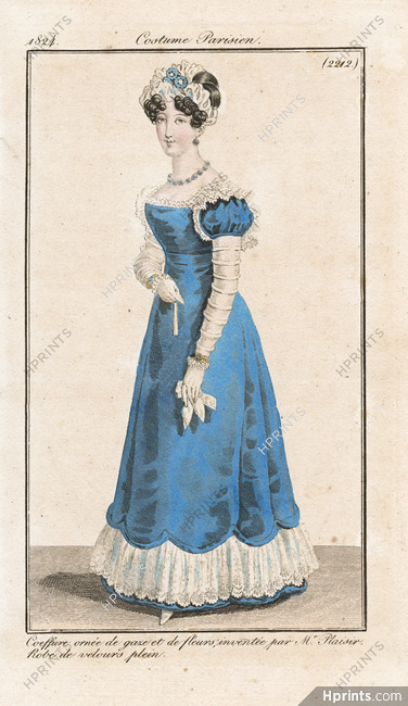 Le Journal des Dames et des Modes 1824 Costume Parisien N°2212