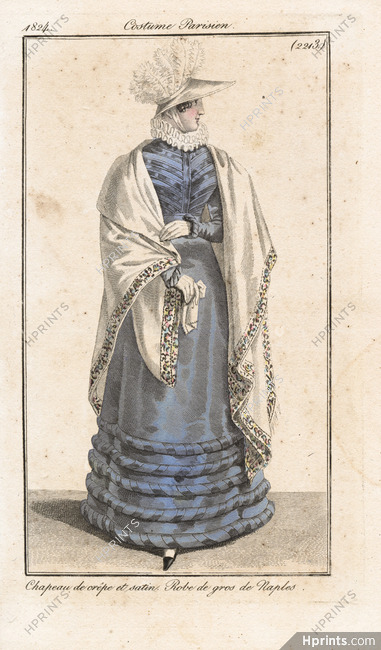 Le Journal des Dames et des Modes 1824 Costume Parisien N°2213