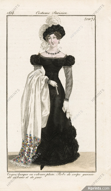 Le Journal des Dames et des Modes 1824 Costume Parisien N°2217