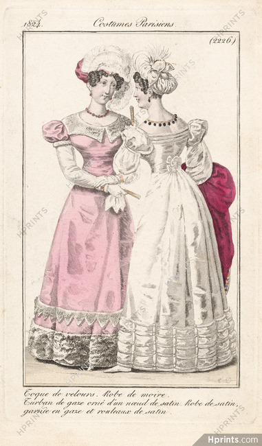 Le Journal des Dames et des Modes 1824 Costume Parisien N°2226