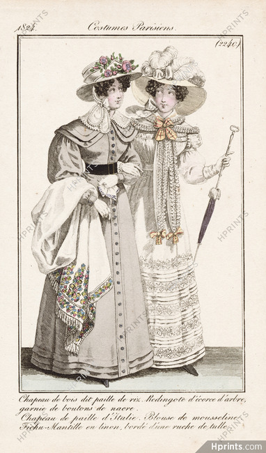 Le Journal des Dames et des Modes 1824 Costume Parisien N°2240