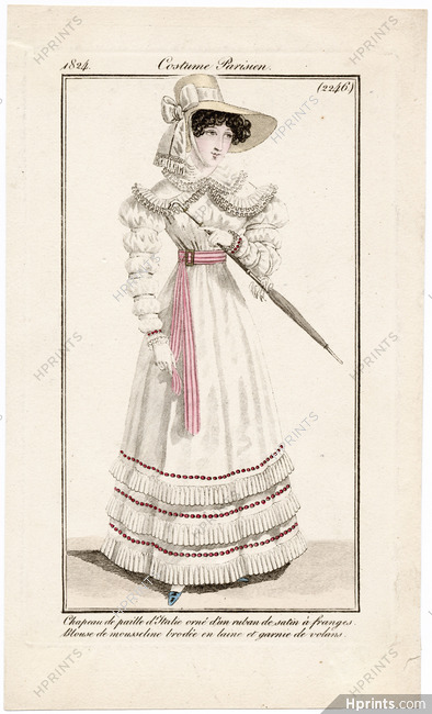 Le Journal des Dames et des Modes 1824 Costume Parisien N°2246