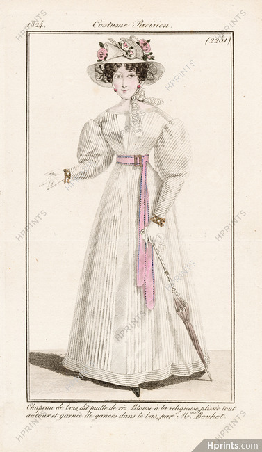 Le Journal des Dames et des Modes 1824 Costume Parisien N°2251