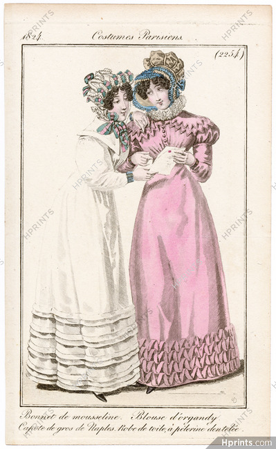 Le Journal des Dames et des Modes 1824 Costume Parisien N°2254