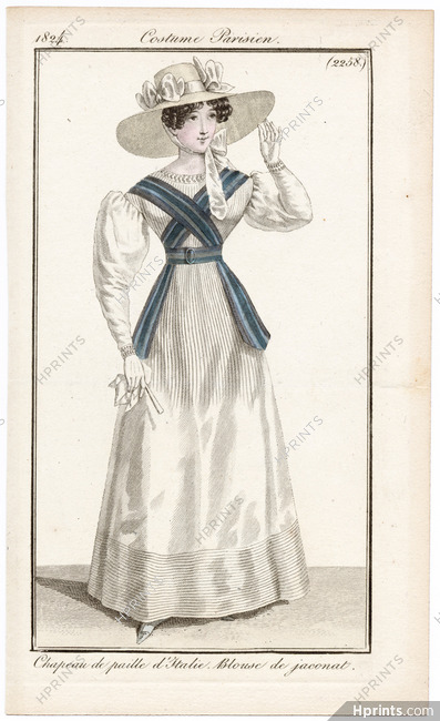 Le Journal des Dames et des Modes 1824 Costume Parisien N°2258