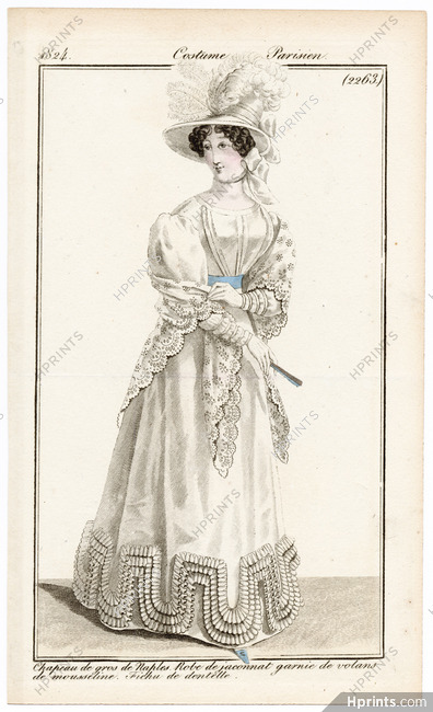 Le Journal des Dames et des Modes 1824 Costume Parisien N°2263