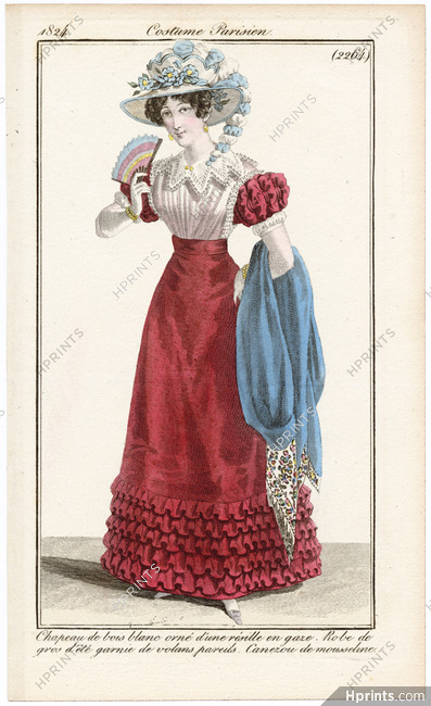 Le Journal des Dames et des Modes 1824 Costume Parisien N°2264